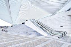 Improved energy efficiency is a key feature of the latest escalator models. Variable-speed escalators like this one automaticall Improved energy efficiency is a key feature of the latest escalator models. Variable-speed escalators like this one automaticall
