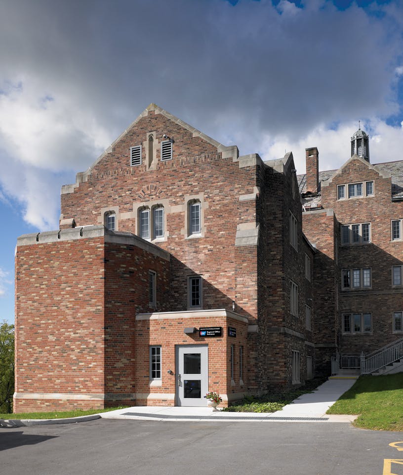The gothic architecture of Hope Lodge was fully restored, including the masonry. The slate roof was also replaced, and new steel