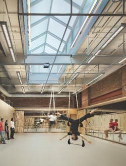 The dance/rehearsal studio at Indiana Universitys IU Cinema, an example of high-performance reuse. The facility houses a THX-ce The dance/rehearsal studio at Indiana Universitys IU Cinema, an example of high-performance reuse. The facility houses a THX-ce