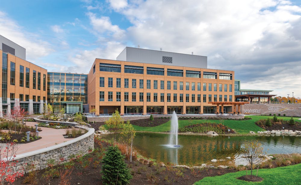 The Alfond Center for Health, Augusta, Maine, uses massing to create a Village of Healthcare concepta progression of function