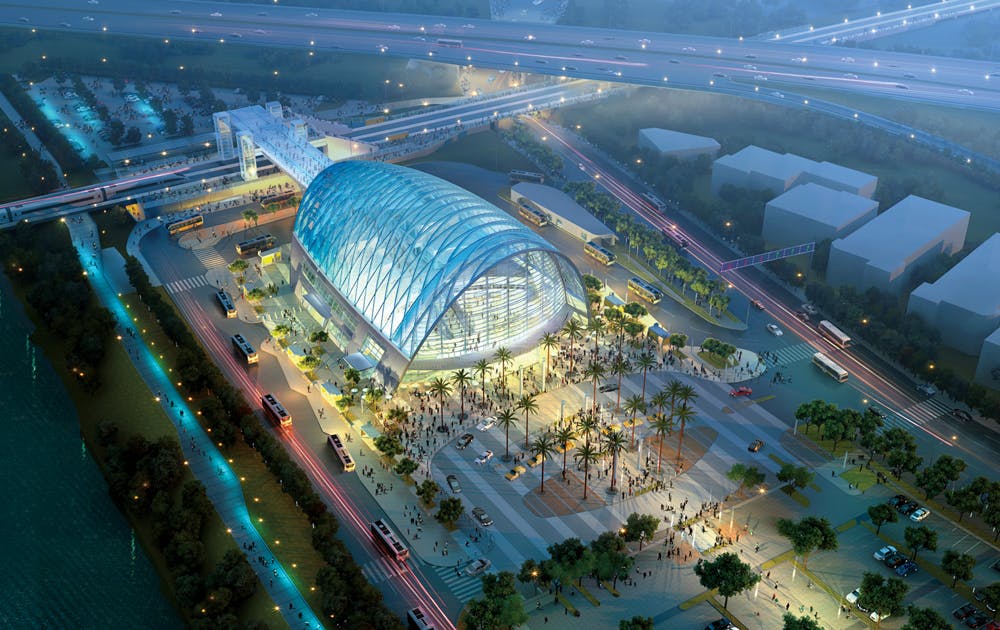 Set to open later this year, the $184 million Anaheim (Calif.) Regional Transportation Intermodal Center is a project of the cit