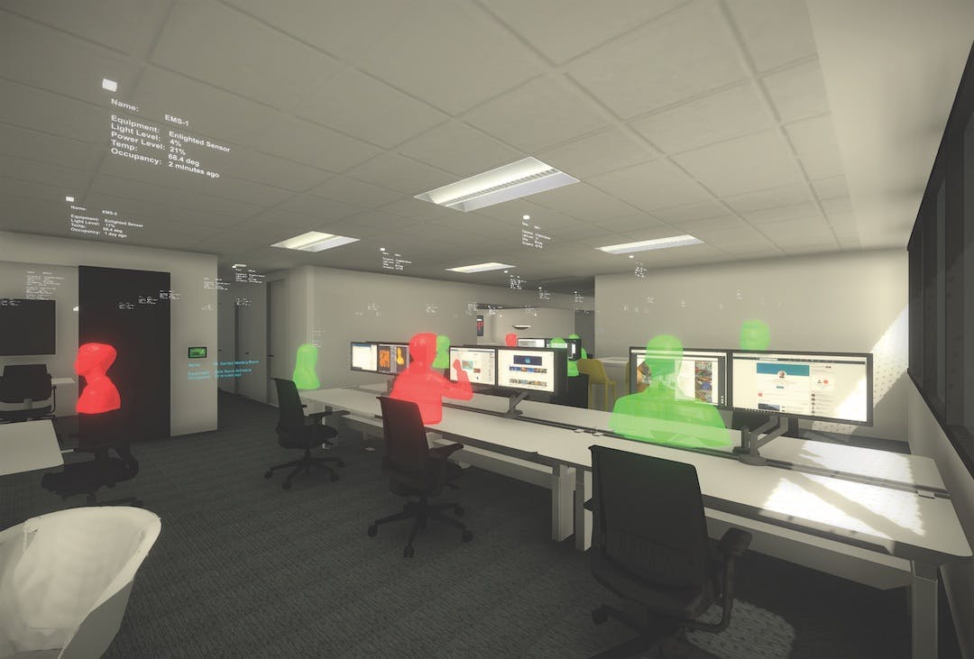 WSP created a VR model with all the sensor data displayed as real time information that&rsquo;s visible through VR goggles. Image: WSP USA