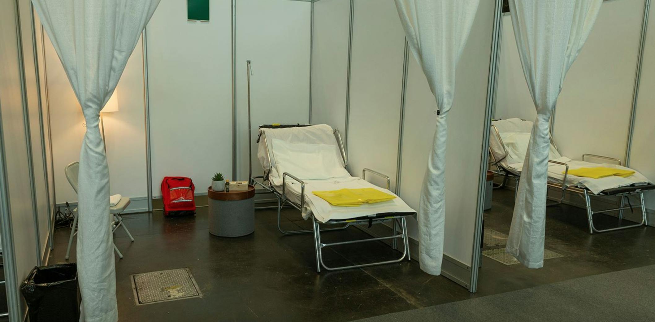 COVID-19 patient rooms in alternate care facility