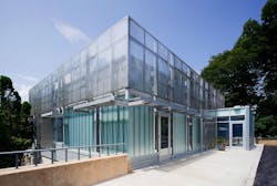 The new design of the Genetics Laboratory included exterior enclosures consisting of insulated metal panels, channel glass, and The new design of the Genetics Laboratory included exterior enclosures consisting of insulated metal panels, channel glass, and