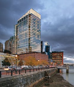 The new glass-enclosed, LEED Gold Atlantic Wharf high-rise, at more than a million square feet, fits cozily with the limestone P The new glass-enclosed, LEED Gold Atlantic Wharf high-rise, at more than a million square feet, fits cozily with the limestone P
