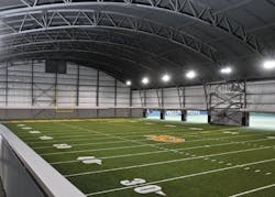 The John and Mary Brock Football Facility at Georgia Tech in Atlanta was designed and constructed in just 40 weeks using a combi The John and Mary Brock Football Facility at Georgia Tech in Atlanta was designed and constructed in just 40 weeks using a combi