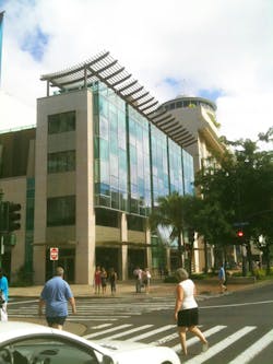 Strongwells products were used by Plas-Tech Ltd., a Hawaiian fabricator, for an architectural trellis overlooking Waikiki, Hono Strongwells products were used by Plas-Tech Ltd., a Hawaiian fabricator, for an architectural trellis overlooking Waikiki, Hono