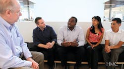 Four HMC professionals who were recently promoted to Associate talk about their mentors. Left to right: Matt Endsley, 29, Busine Four HMC professionals who were recently promoted to Associate talk about their mentors. Left to right: Matt Endsley, 29, Busine