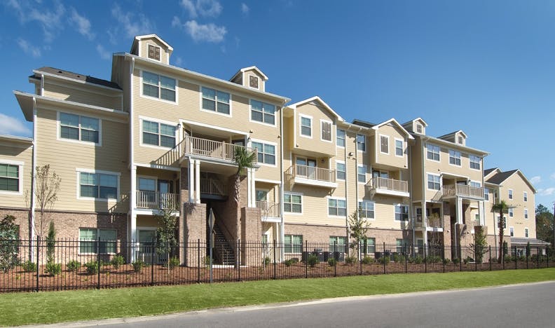 The LEED Platinum-rated Panama Commons, in Panama City, Fla., is a community of four-story, family-oriented apartment buildings