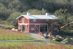 Completed in 2012, a 2,100-sf custom metal building serves as a maintenance and storage facility for Bastoni Vineyards in Sonoma Completed in 2012, a 2,100-sf custom metal building serves as a maintenance and storage facility for Bastoni Vineyards in Sonoma
