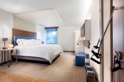 The EVEN Hotels wellness brand by InterContinental Hotels Group provides exercise equipment and resilient cork flooring in each The EVEN Hotels wellness brand by InterContinental Hotels Group provides exercise equipment and resilient cork flooring in each