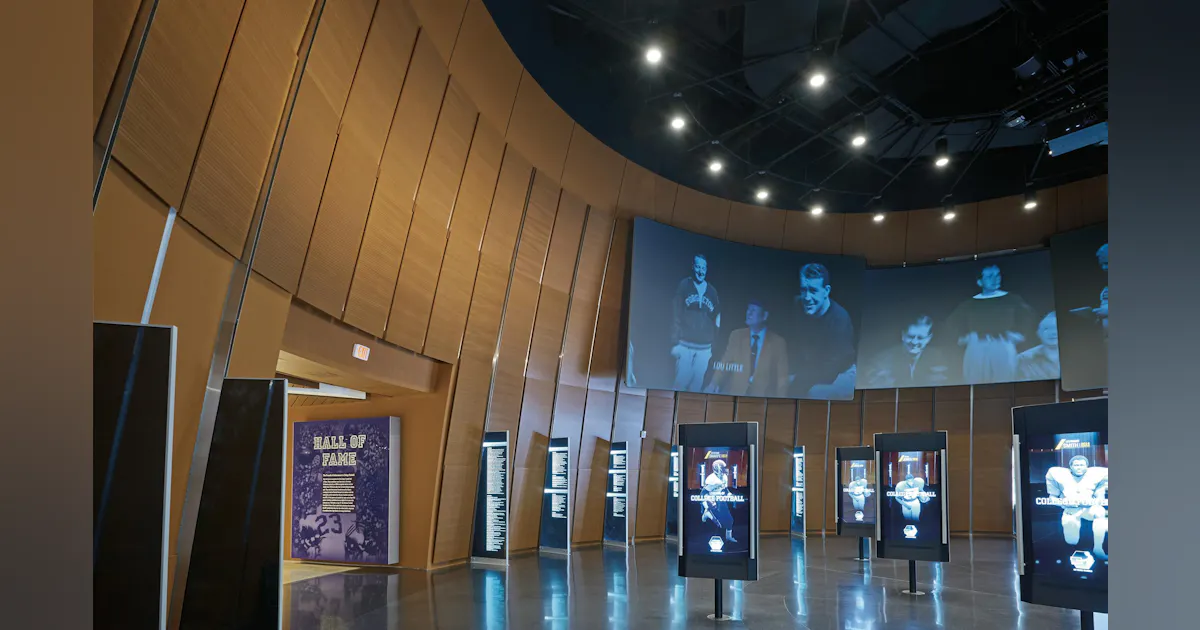 Bootball Ceiling Design Wood ceilings and walls help convey energy of college football ...