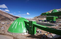 Bright green coating helps Geometrica domes withstand harsh Andean climate Bright green coating helps Geometrica domes withstand harsh Andean climate