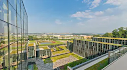 The green roof on the U.S. Coast Guard Headquarters filters rainwater that drains into the nearby Anacostia River