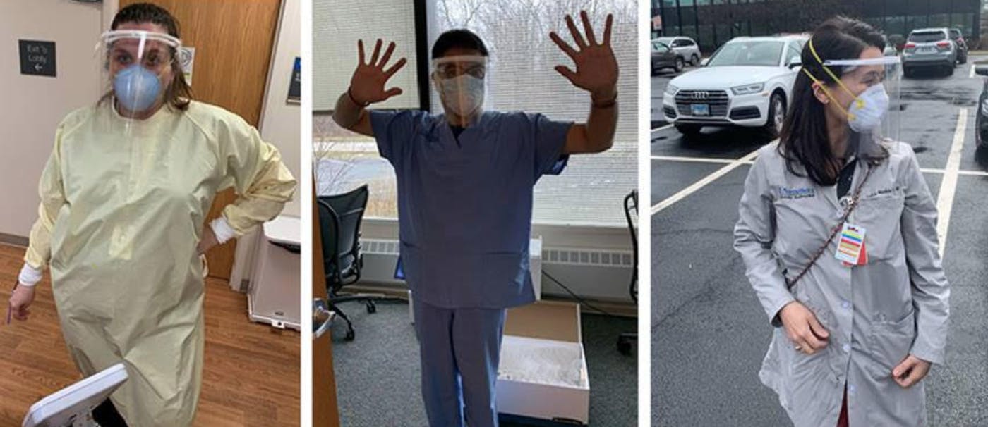 U Of Chicago Medicine Workers With Face Shields Produced By B Kl Architects