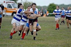 Kate Ahrens of Ballinger in rugby match Kate Ahrens of Ballinger in rugby match