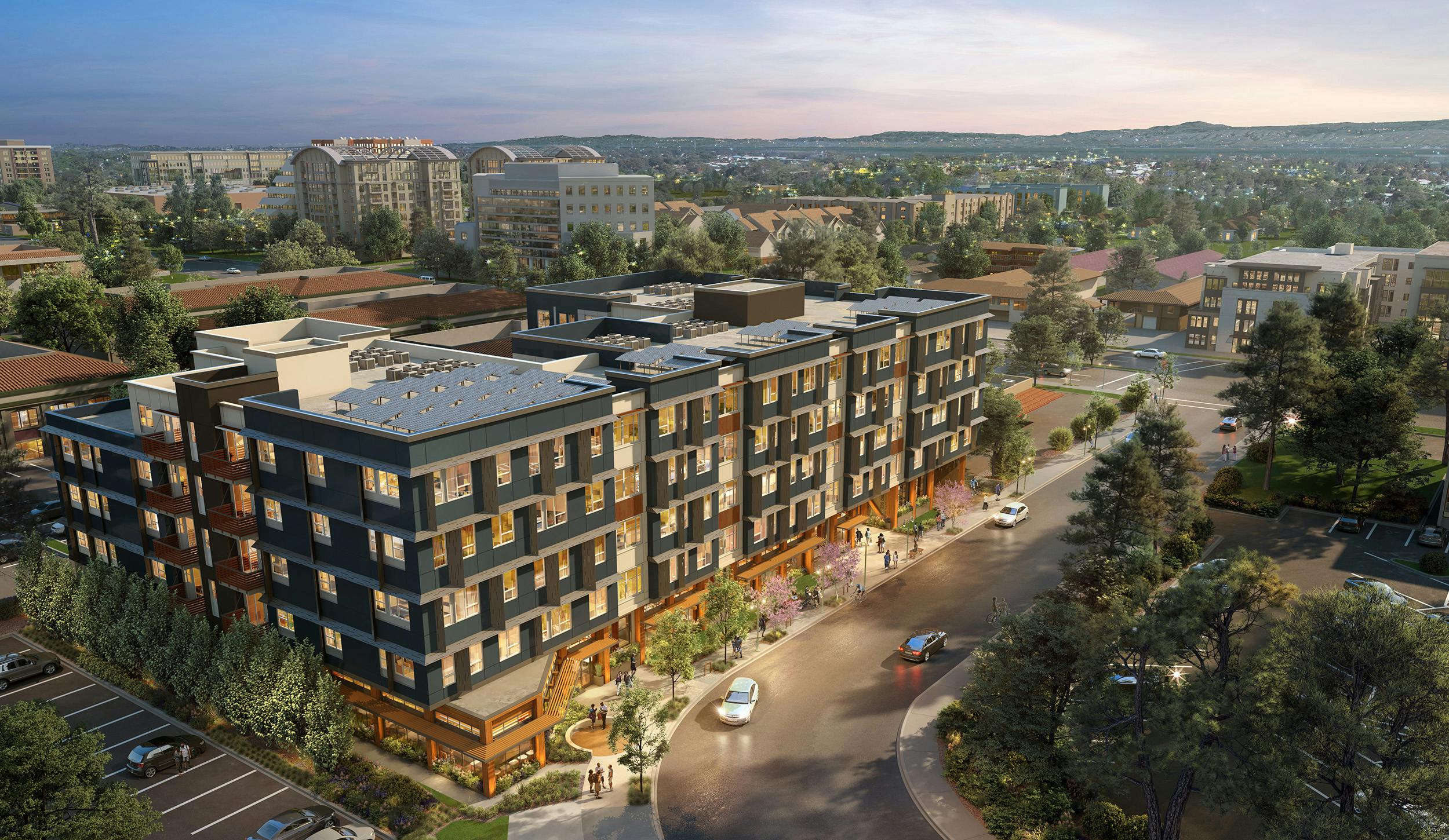 Distel Circle aerial view rendering by KTGY. Pictured: 330 Distel Circle