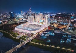 Eleven Park soccer stadium Indianapolis, Indy Eleven, Keystone Group, Populous - River View Eleven Park soccer stadium Indianapolis, Indy Eleven, Keystone Group, Populous - River View