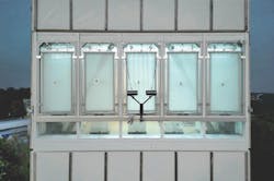 HydroSKIN is a hyperactive façade that absorbs rainwater for evaporative cooling. Photo: Institute of Lightweight Structures and Conceptual Design HydroSKIN is a hyperactive façade that absorbs rainwater for evaporative cooling. Photo: Institute of Lightweight Structures and Conceptual Design