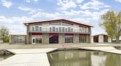 The 31,360-square-foot renovation consists of a two-story addition housing separate locker rooms for the three teams, shower roo The 31,360-square-foot renovation consists of a two-story addition housing separate locker rooms for the three teams, shower roo