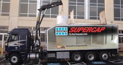 Laticrete introduced their Supercap Pump Truck, a mobile blending unit that can deliver up to 15 tons of material per hour at WO Laticrete introduced their Supercap Pump Truck, a mobile blending unit that can deliver up to 15 tons of material per hour at WO