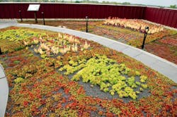 Four types of sustainable roofing systems from Tremco Roofing and Building Maintenance a vegetated roof; photovoltaic array; w Four types of sustainable roofing systems from Tremco Roofing and Building Maintenance a vegetated roof; photovoltaic array; w