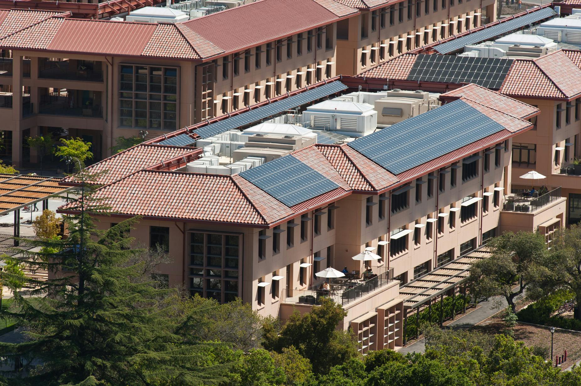 Photovoltaic Panels Atop The Knight Management Center At The Stanford Graduate School Harvest Enough Solar Energy To Power 12