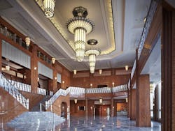 Several physical details of the Hoover Dam provided inspiration for the design of the 358,000-sf Smith Center, including the mas Several physical details of the Hoover Dam provided inspiration for the design of the 358,000-sf Smith Center, including the mas