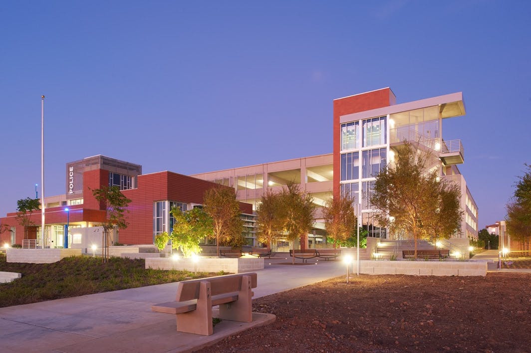 A Key Design Element In The Police Substation Was The Green Roof Grid System, Which Covers The Majority Of The Roof Deck