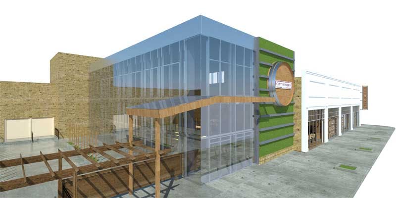 The new addition will keep with the feel of the existing building while incorporating a 30-foot-high modern glass curtain wall t