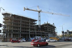 Designed by McLarand Vasquez Emsiek & Partners, Inc., the eight-story buildings design includes floor-to-ceiling glass, curved Designed by McLarand Vasquez Emsiek & Partners, Inc., the eight-story buildings design includes floor-to-ceiling glass, curved