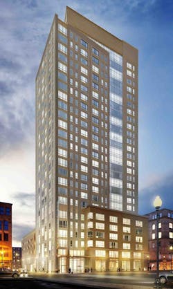 The Kensington, a 27-story, 488,000-sf, mixed-use, residential building in Boston, Mass. met ASTM E-119/NFPA 251/UL263 for 60 mi The Kensington, a 27-story, 488,000-sf, mixed-use, residential building in Boston, Mass. met ASTM E-119/NFPA 251/UL263 for 60 mi