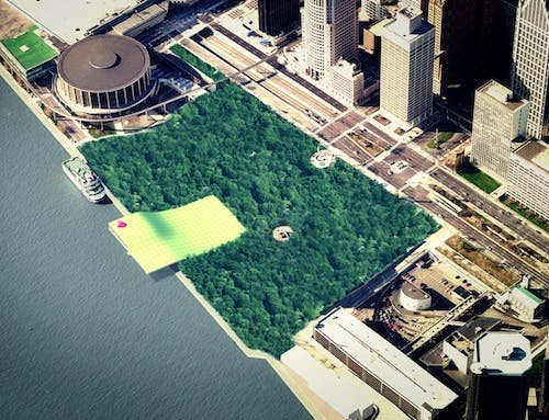 The Winning Proposal Would Create A Green Space In Place Of An Existing Concrete Plaza