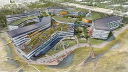 The new 'Googleplex' will feature green roofs and common spaces. Image courtesy NBBJ The new 'Googleplex' will feature green roofs and common spaces. Image courtesy NBBJ