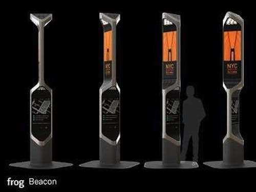 frog Beacon won the visual design category with this 12-foot kiosk. Image: NYC Mayor's Office