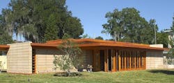 Originally designed as faculty housing, the Usonian house will be part of the Sharp Family Tourism and Education Center, the fir Originally designed as faculty housing, the Usonian house will be part of the Sharp Family Tourism and Education Center, the fir