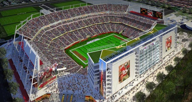 Plans call for restaurants, apartments, offices, a hotel, a cinema and a theater on 8 million square feet adjacent to the new 49