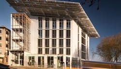 The buildings design was made possible by Seattles Deep Green Pilot Program that allows builders to deviate from standard code The buildings design was made possible by Seattles Deep Green Pilot Program that allows builders to deviate from standard code