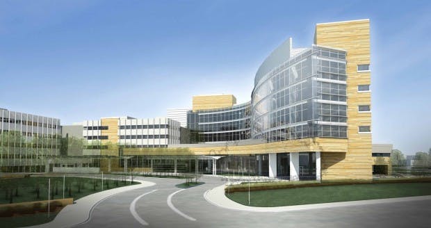 Gundersen's 500,000-sf expansion will features a geothermal system. Rendering: AECOM