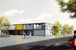 Polish architect designs modular ‘kids city’ kindergarten using shipping container frames Polish architect designs modular ‘kids city’ kindergarten using shipping container frames