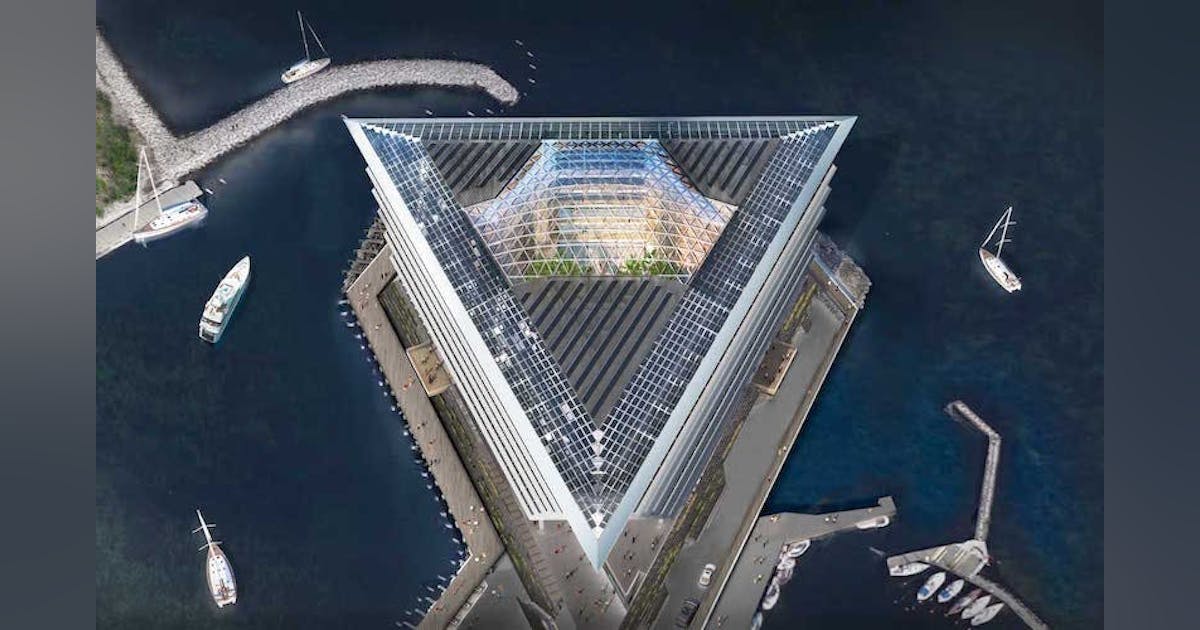 ‘Floating’ triangular glass building from Foster + Partners breaks ...