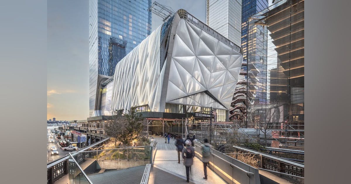 The Shed arts center includes a massive, telescoping outer shell ...