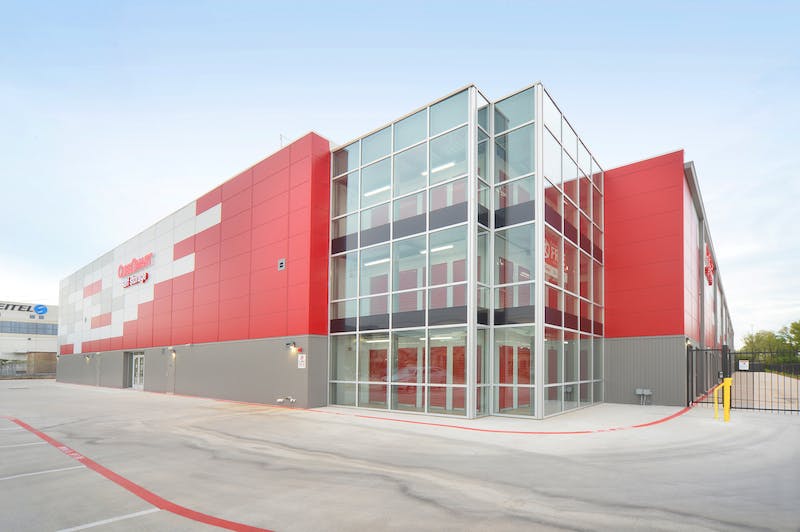 Shipping containers recycled for use as selfstorage units, covered by