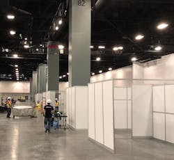 Isolation Pods Being Installed At Miami Beach Convention Center By Robins & Morton Isolation Pods Being Installed At Miami Beach Convention Center By Robins & Morton