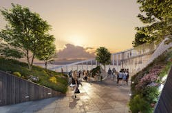 The rooftop deck at The Net tower in Seattle, designed by NBBJ The rooftop deck at The Net tower in Seattle, designed by NBBJ