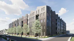 Rendering of Columbus Apartments, designed by Rhode Partners