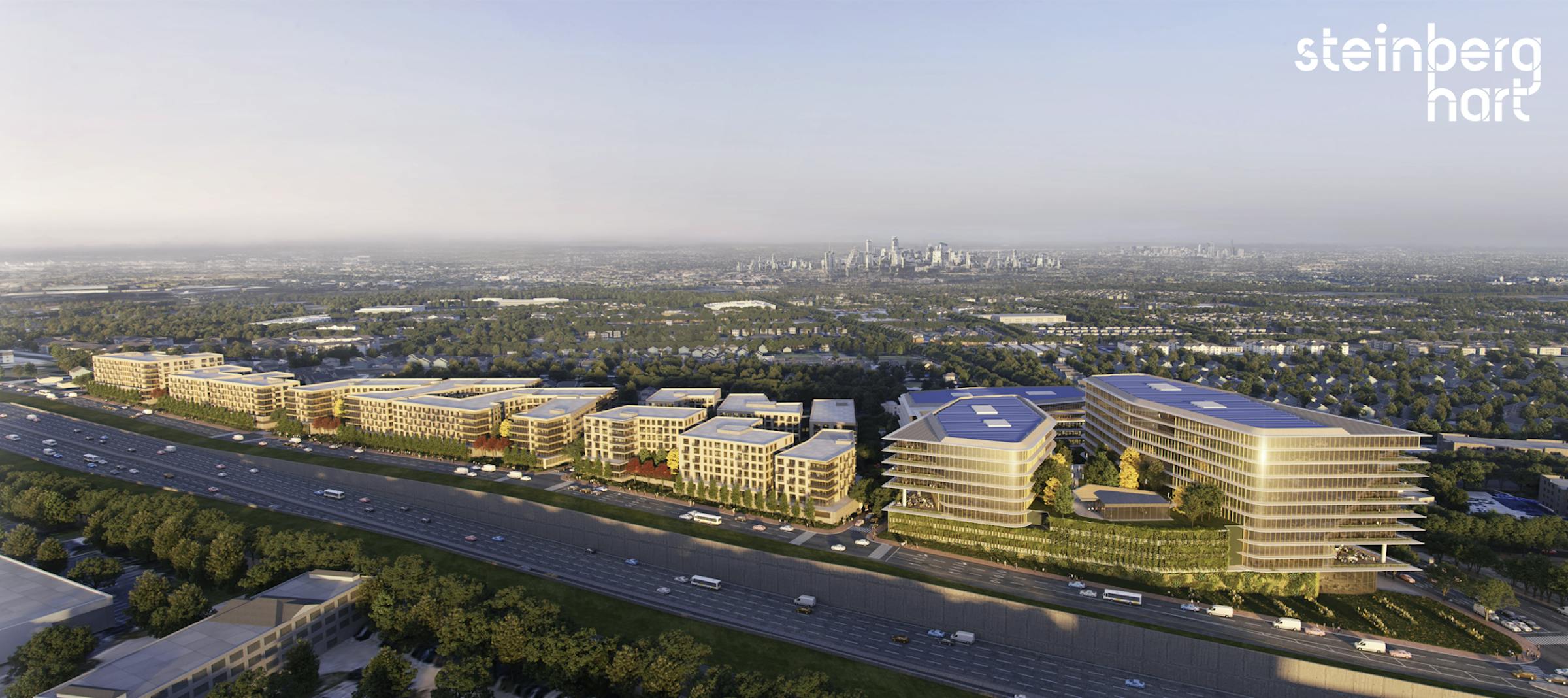 Austin mixed-use development will provide two million sf of office, retail, and residential space Renderings courtesy Steinberg Hart