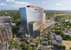 Construction recently started on 5 City Blvd, a 15-story office and mixed-use building in Nashville. Rendering courtesy Goettsch Partners Construction recently started on 5 City Blvd, a 15-story office and mixed-use building in Nashville. Rendering courtesy Goettsch Partners