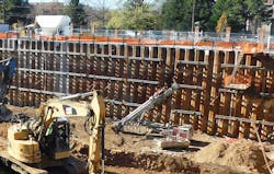 Example image of steel sheet piles used as support of excavation Example image of steel sheet piles used as support of excavation
