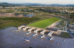 Rafael Viñoly Architects’ design for the new Florence, Italy, airport terminal will feature a rooftop vineyard, Courtesy Rafael Viñoly Architects Rafael Viñoly Architects’ design for the new Florence, Italy, airport terminal will feature a rooftop vineyard, Courtesy Rafael Viñoly Architects